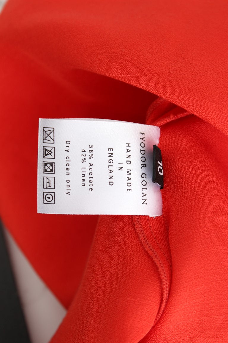 Fyodor Golan Strahlend rotes Kleid aus Leinenmischung von Artisan