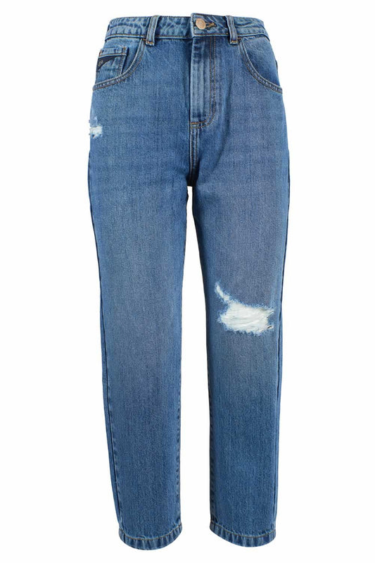 Yes Zee Blue Cotton High Waist Jeans for Women