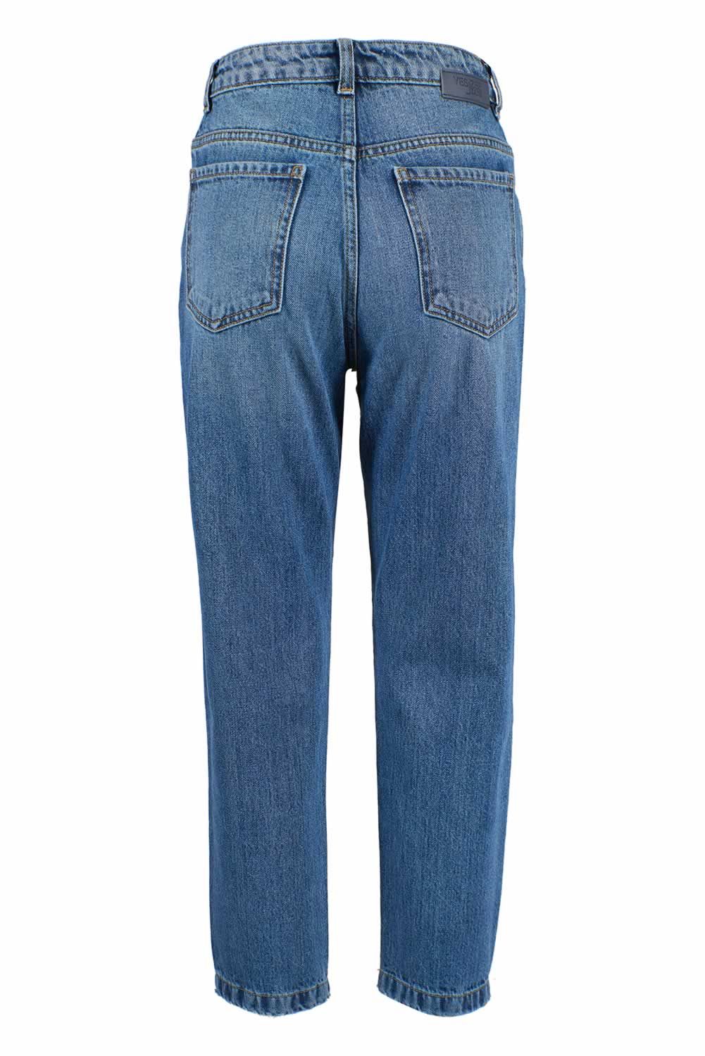 Yes Zee Blue Cotton High Waist Jeans for Women