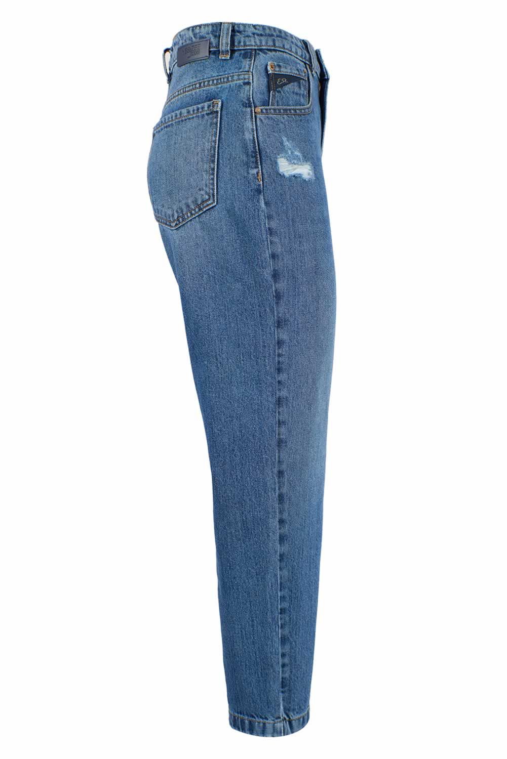 Yes Zee Blue Cotton High Waist Jeans for Women