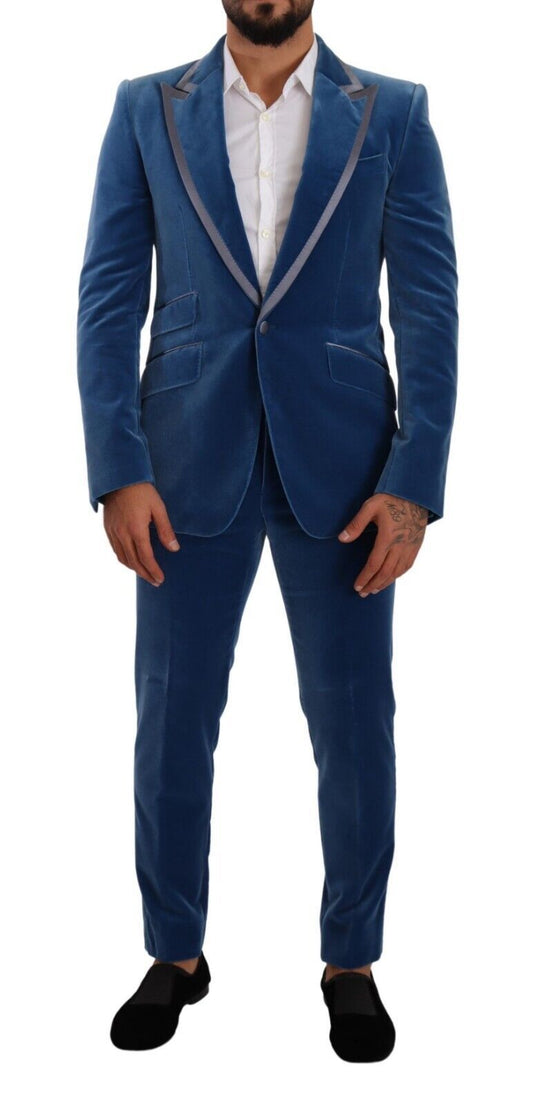 Dolce & Gabbana Eleganter samtblauer Slim Fit Anzug