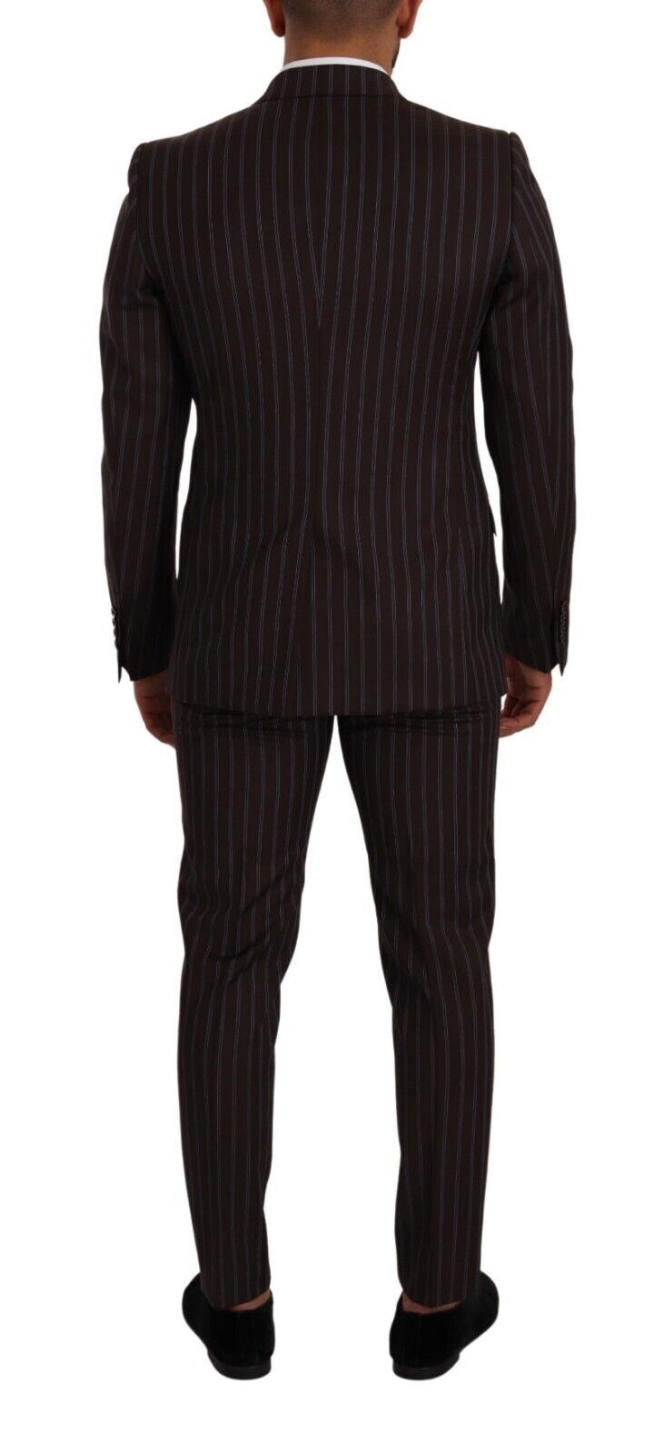 Dolce &amp; Gabbana Elegant Maroon Striped Slim Fit -puku