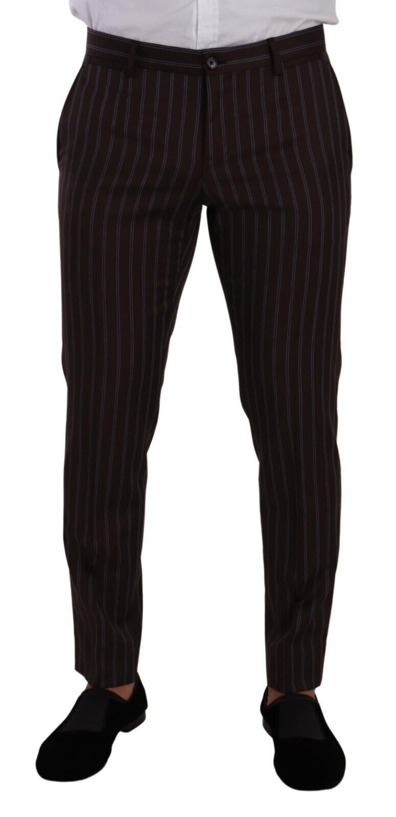 Dolce &amp; Gabbana Elegant Maroon Striped Slim Fit -puku