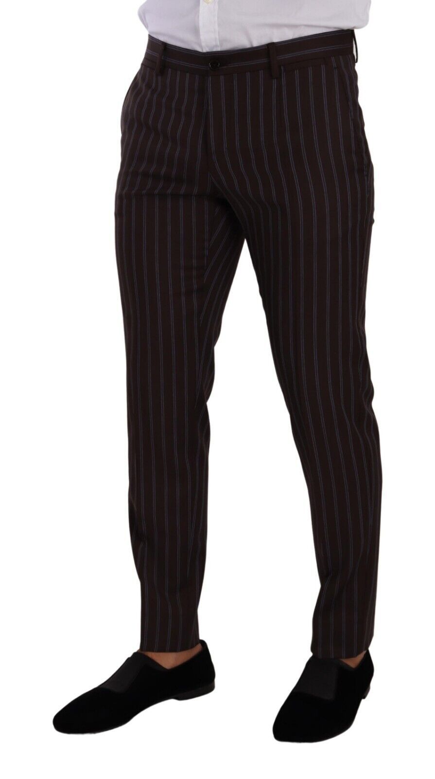 Dolce &amp; Gabbana Elegant Maroon Striped Slim Fit -puku