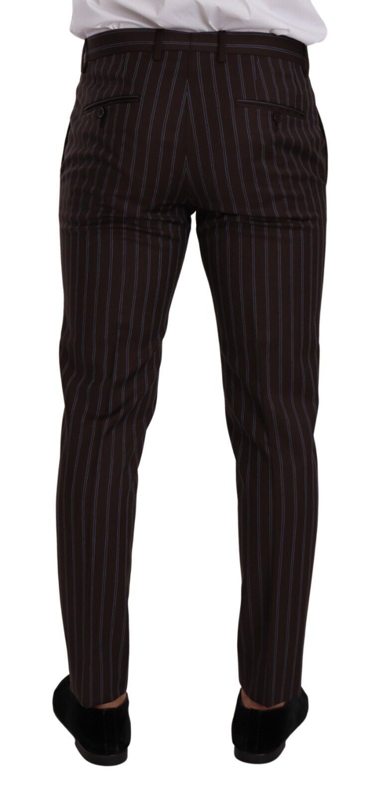 Dolce &amp; Gabbana Elegant Maroon Striped Slim Fit -puku