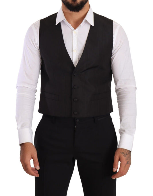 Dolce &amp; Gabbana Elegant Gray Silk Dress Vest