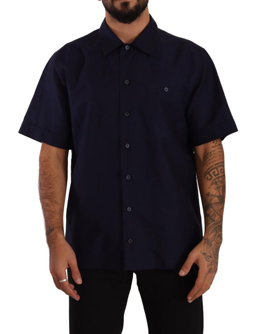 Dolce & Gabbana Elegantes Marineblaues Button-Down Freizeithemd