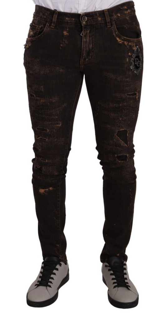 Dolce &amp; Gabbana Slim Fit Distressed Skinny Denim Farkut