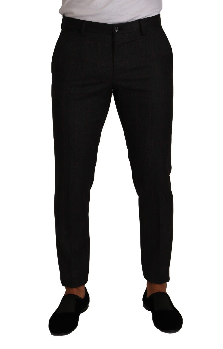 Dolce &amp; Gabbana Elegant grey checked slim fit trousers