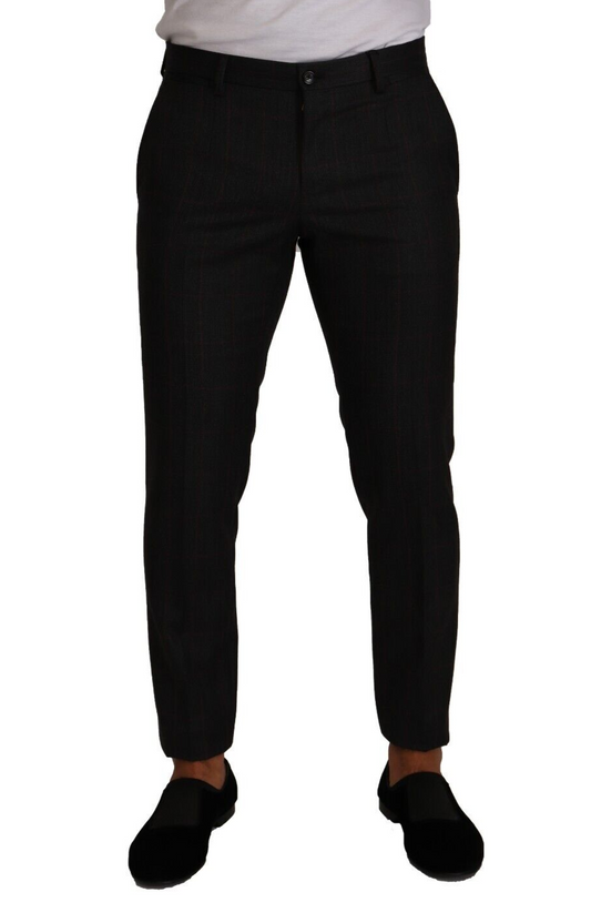 Dolce &amp; Gabbana Tyylikkäät harmaat ruudulliset slim fit -housut