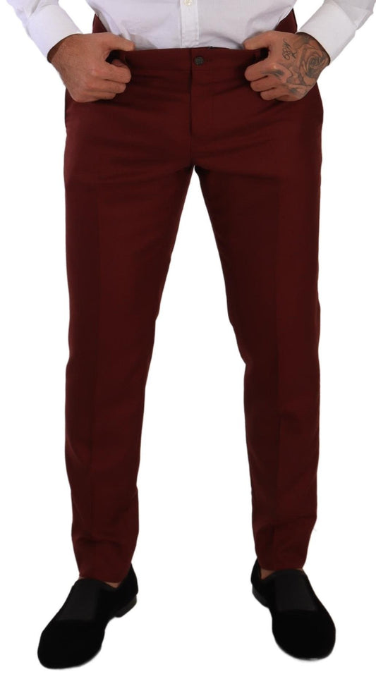 Dolce &amp; Gabbana Elegant Red Cashmere Silk Dress Pants