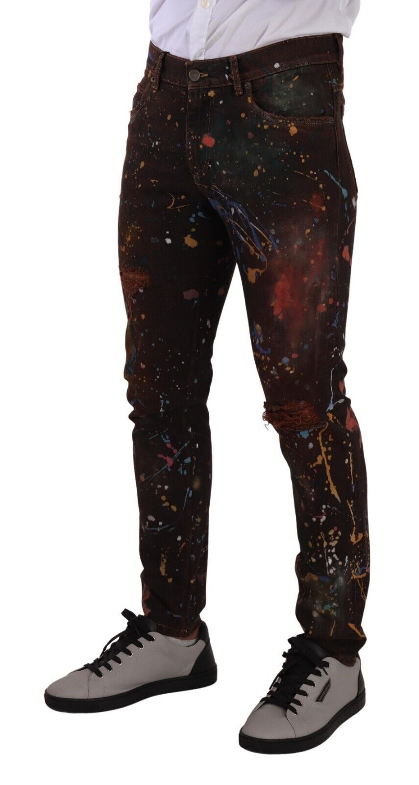 Dolce &amp; Gabbana Multicolor Painted Skinny Denim Jeans