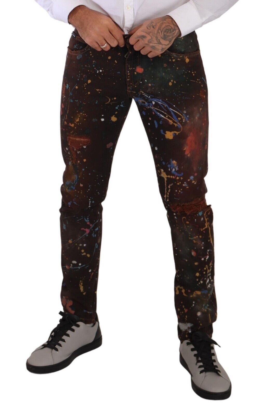 Dolce &amp; Gabbana Multicolor Painted Skinny Denim Jeans