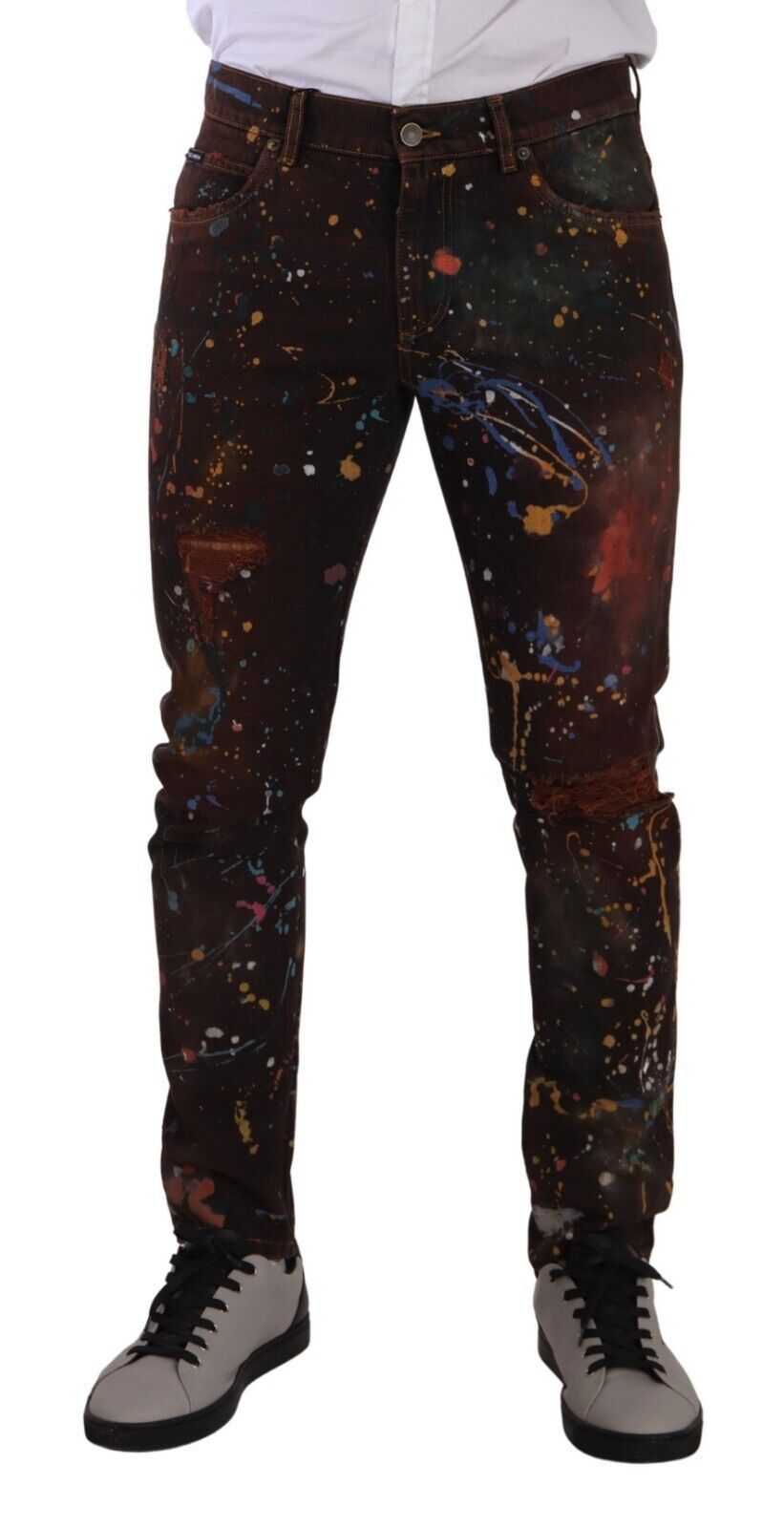 Dolce &amp; Gabbana Multicolor Painted Skinny Denim Jeans