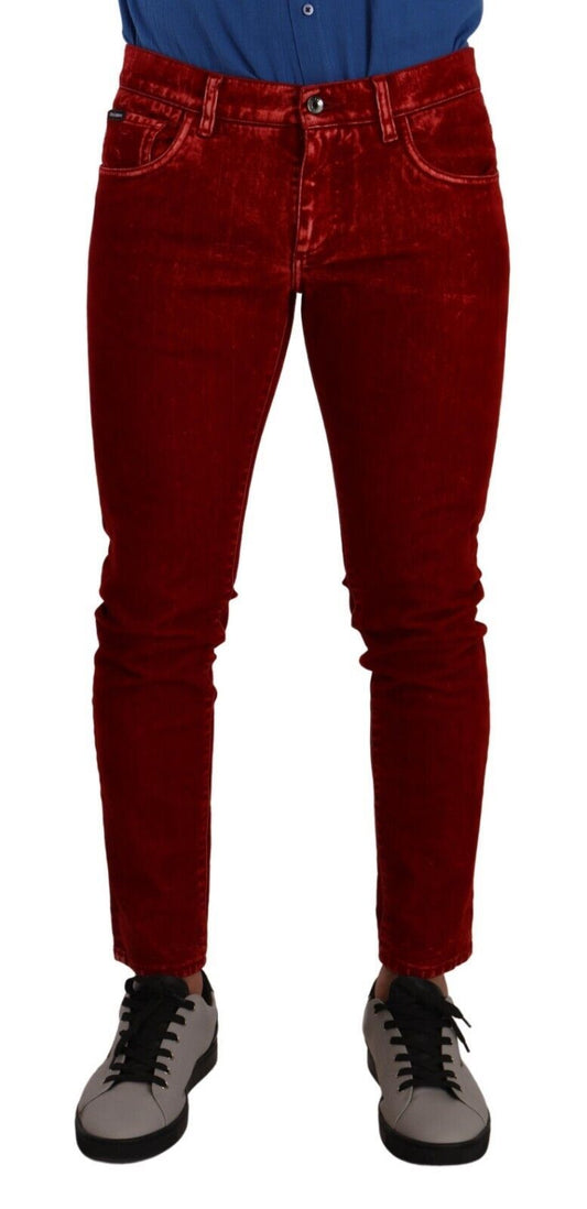 Dolce &amp; Gabbana Gorgeous Red Slim Fit Designer Jeans