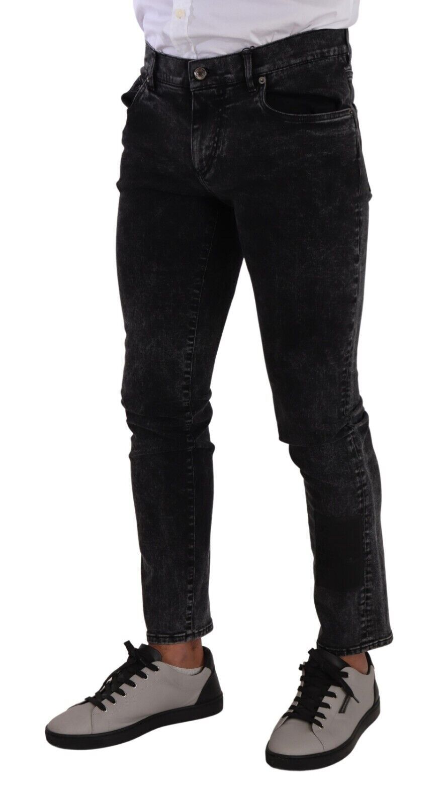 Dolce &amp; Gabbana slim fit designer jeans in black-grey