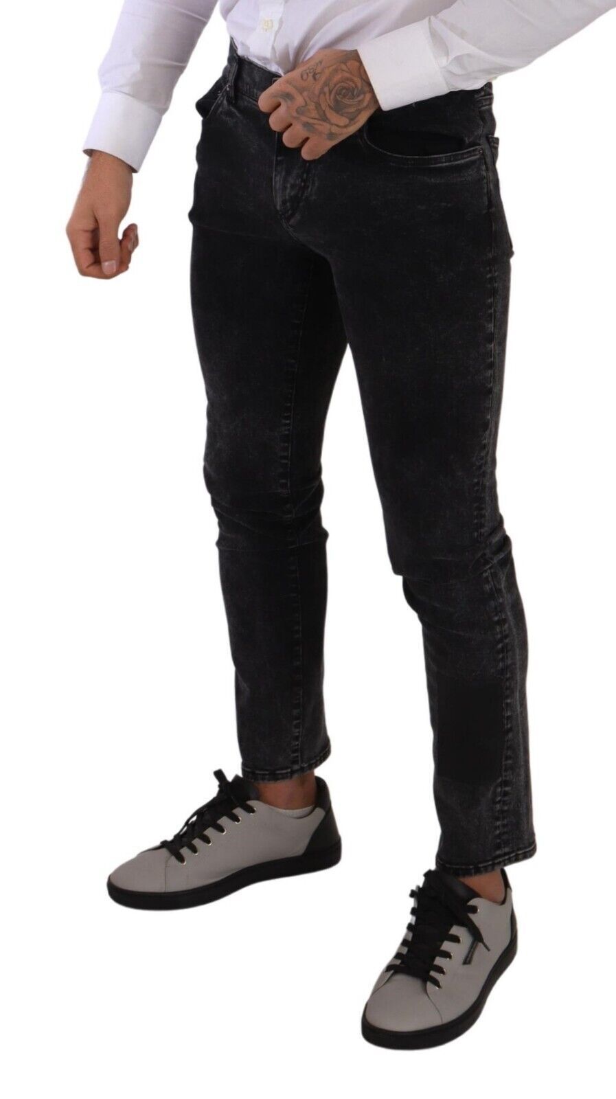 Dolce &amp; Gabbana slim fit designer jeans in black-grey