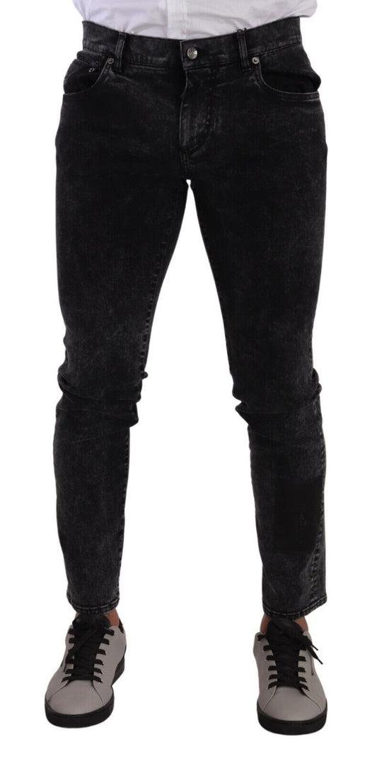 Dolce &amp; Gabbana slim fit designer jeans in black-grey