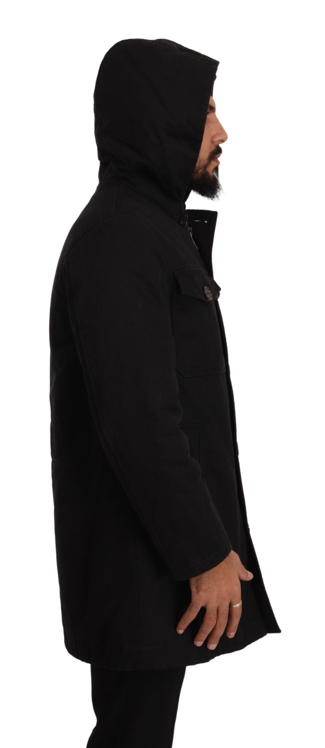 Dolce & Gabbana Elegante schwarze Parka-Kapuzenjacke