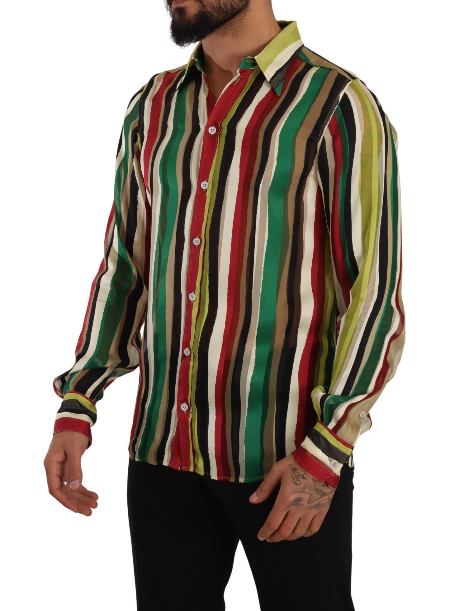 Dolce &amp; Gabbana Elegant multi-coloured striped silk blend shirt