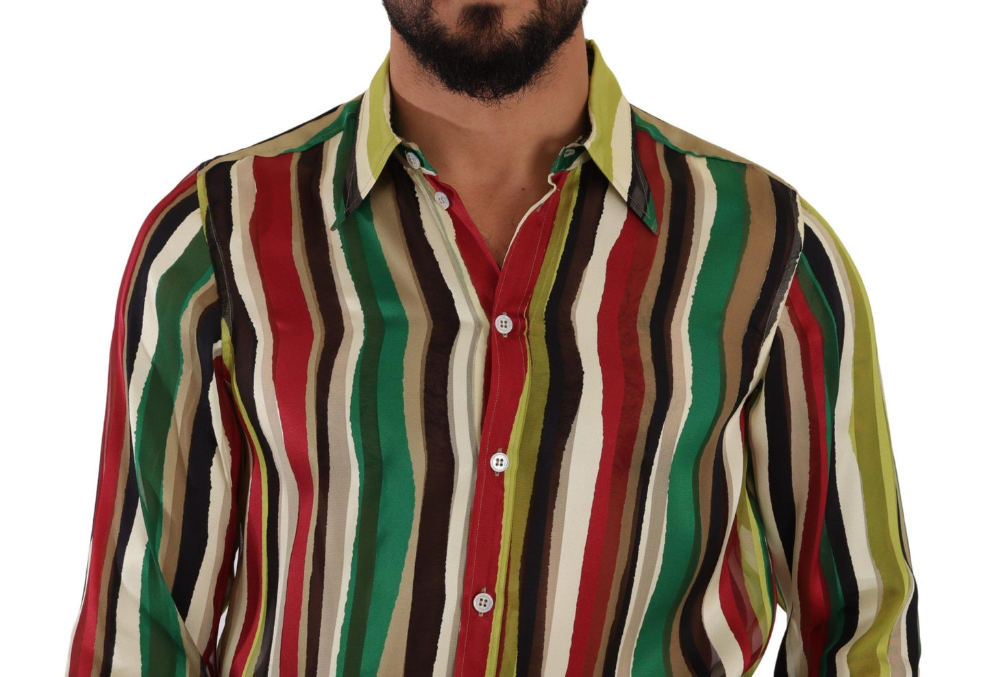 Dolce &amp; Gabbana Elegant multi-coloured striped silk blend shirt