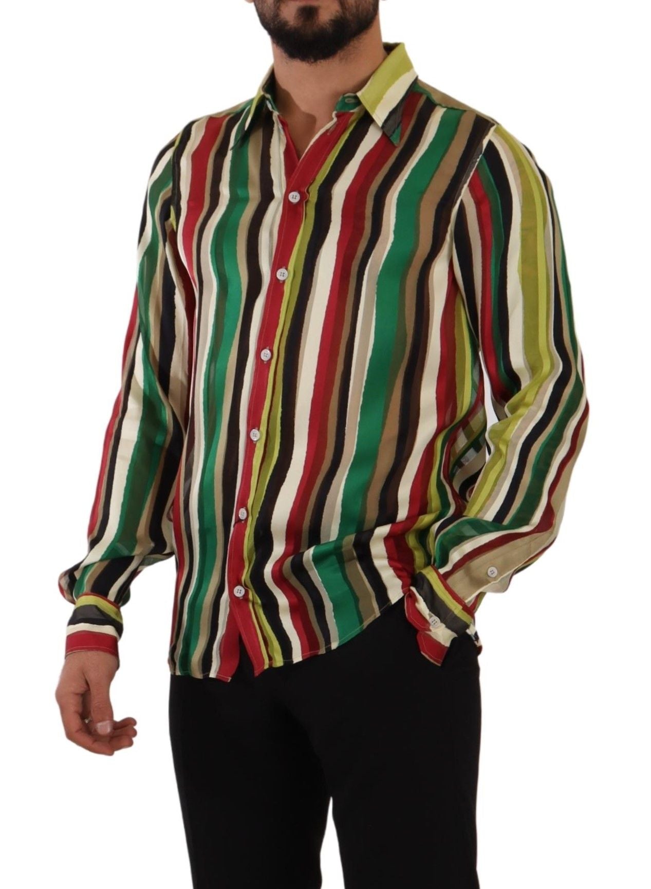 Dolce &amp; Gabbana Elegant multi-coloured striped silk blend shirt