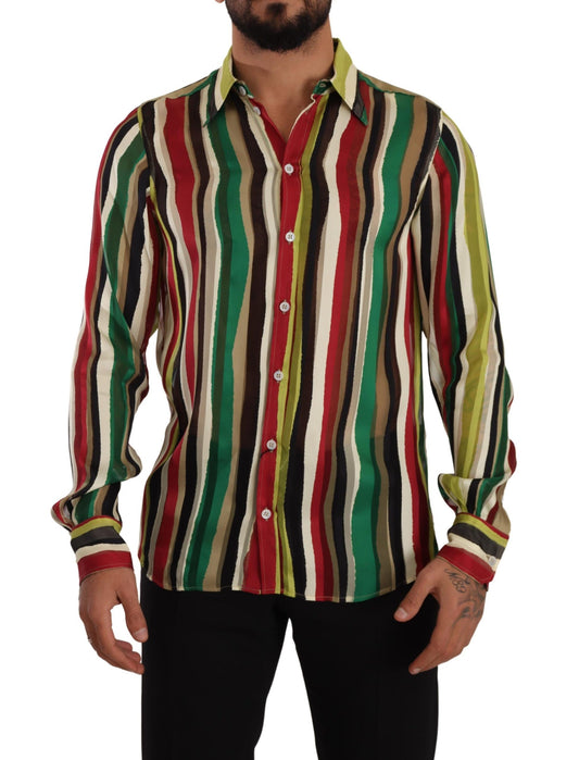 Dolce &amp; Gabbana Elegant multi-coloured striped silk blend shirt