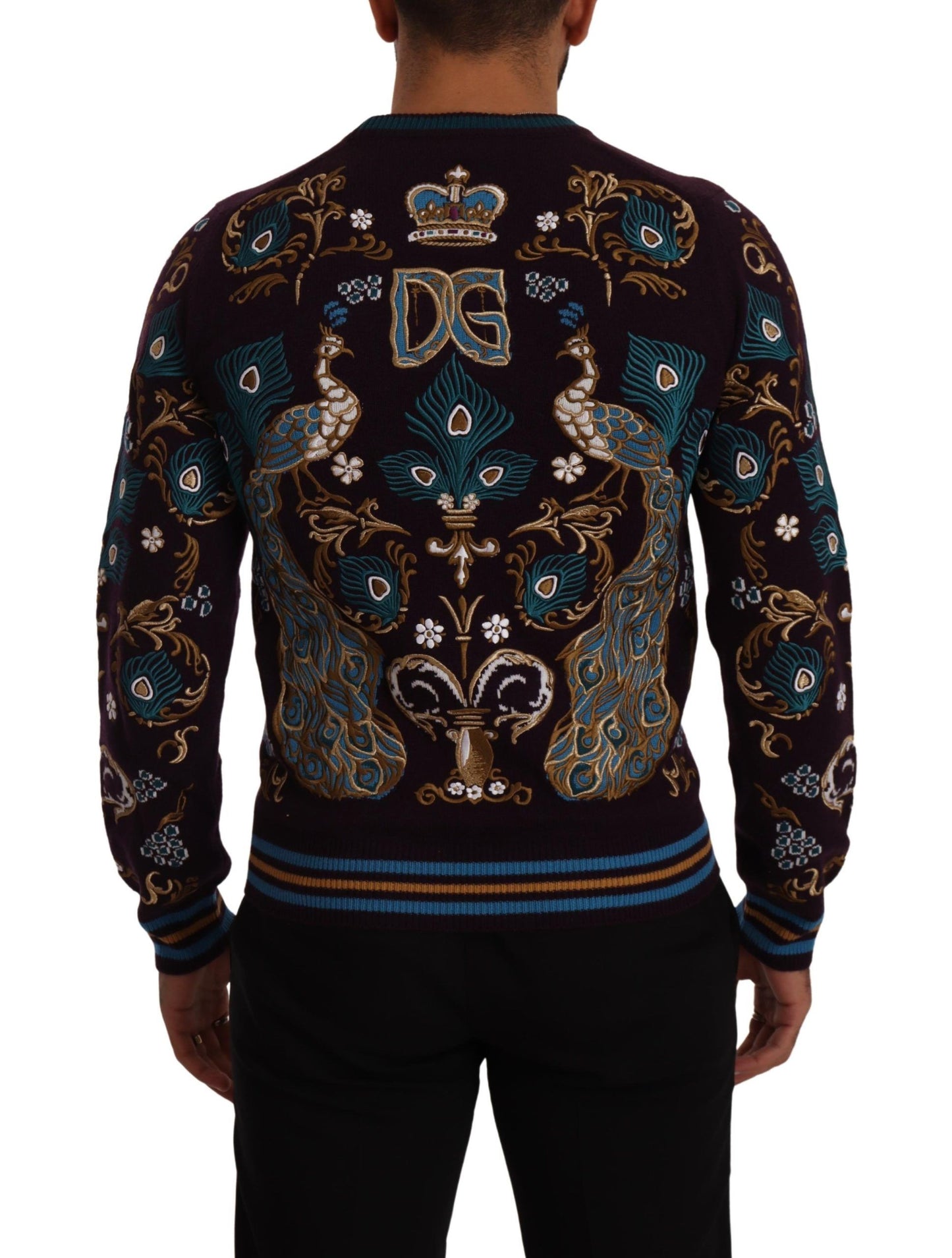 Dolce & Gabbana Eleganter bordeauxfarbener Pullover aus Kaschmir mit Rundhalsausschnitt