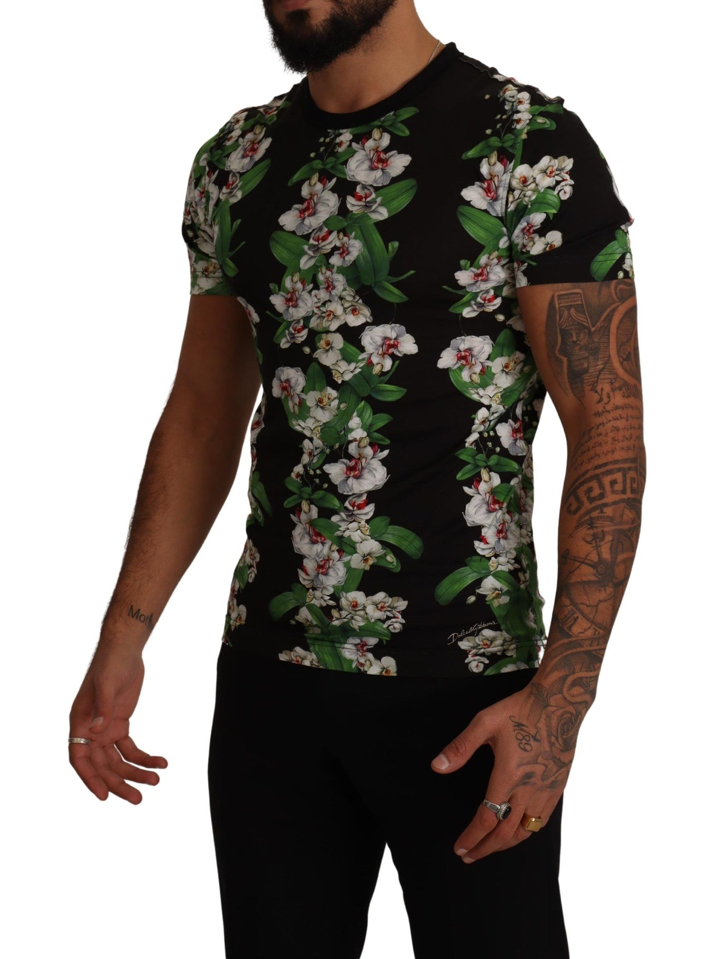 Dolce & Gabbana Elegantes Floral Crewneck Tee für Männer