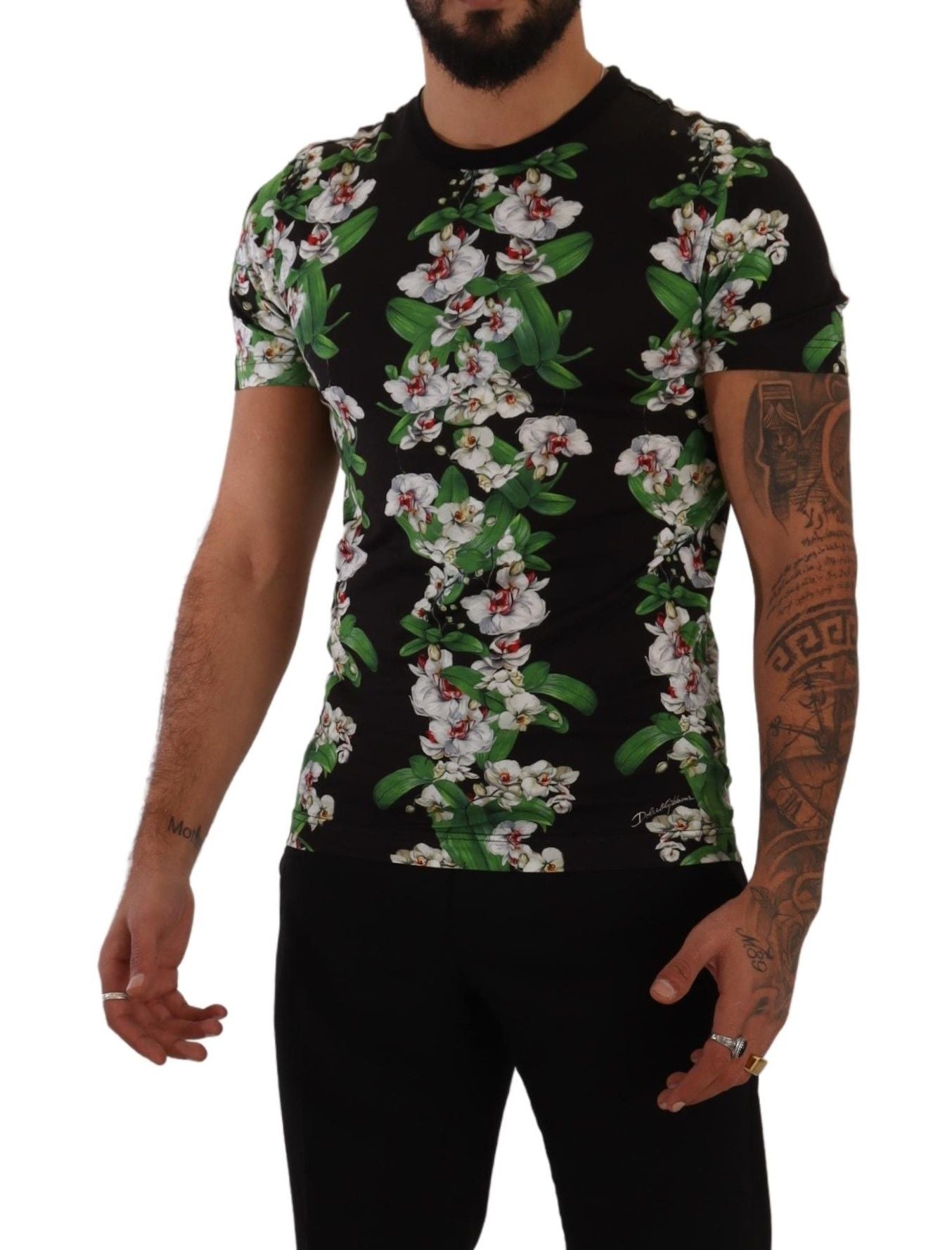 Dolce & Gabbana Elegantes Floral Crewneck Tee für Männer