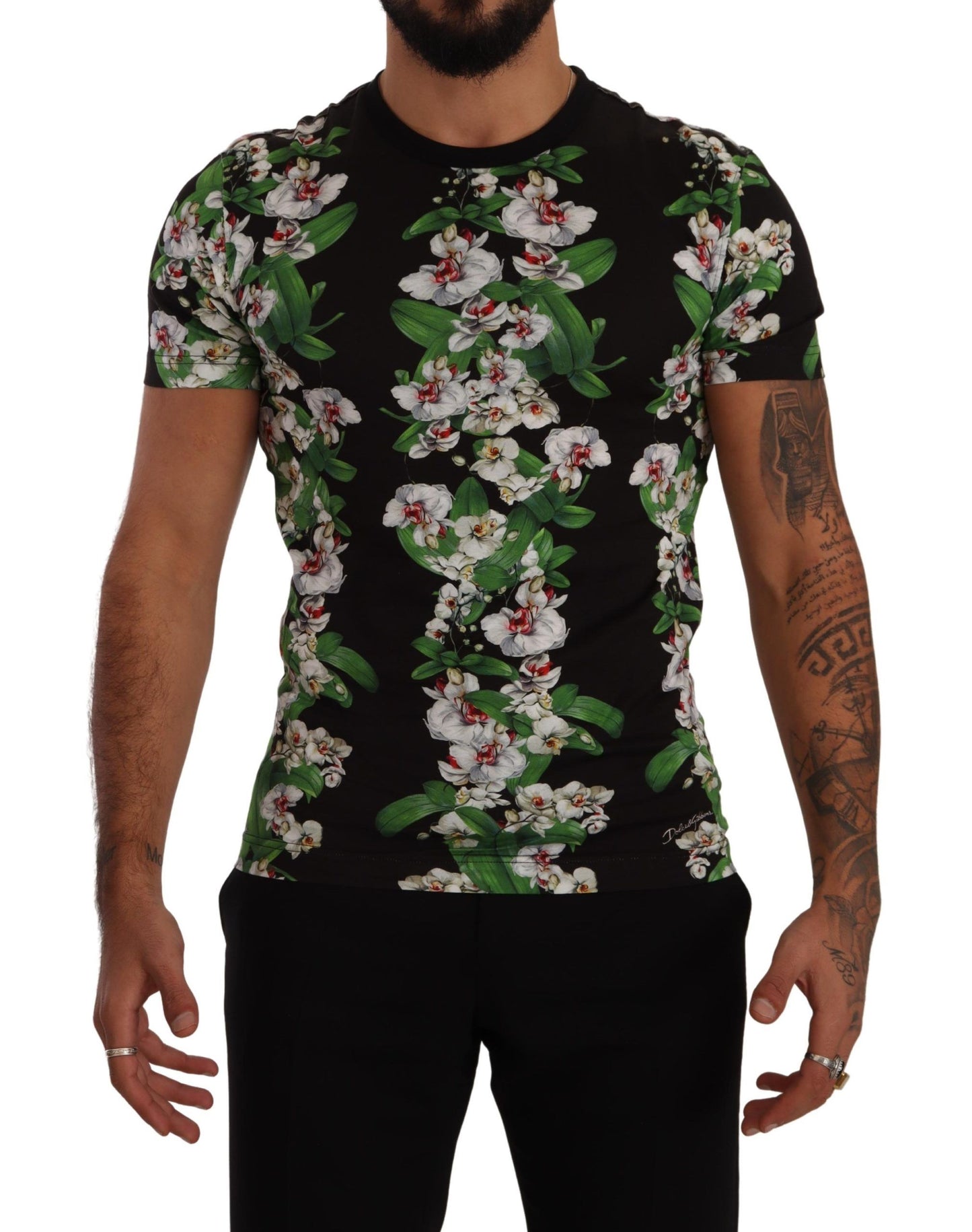 Dolce & Gabbana Elegantes Floral Crewneck Tee für Männer