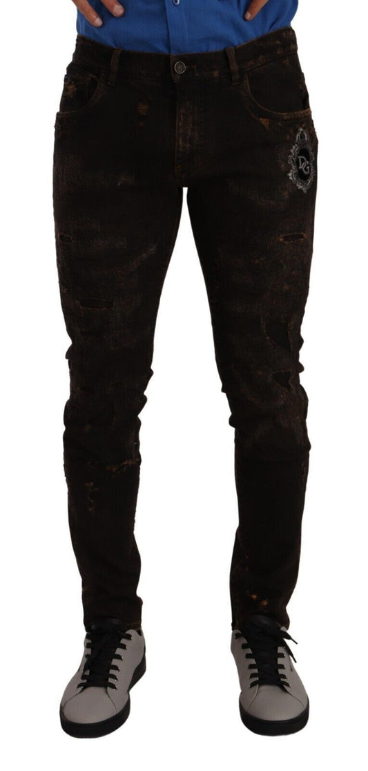 Dolce &amp; Gabbana Sleek Distressed Denim Elegance