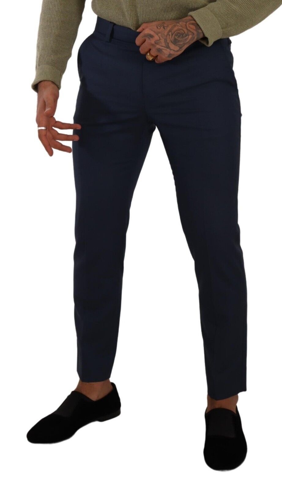 Dolce &amp; Gabbana Elegant dark blue slim-fit dress pants