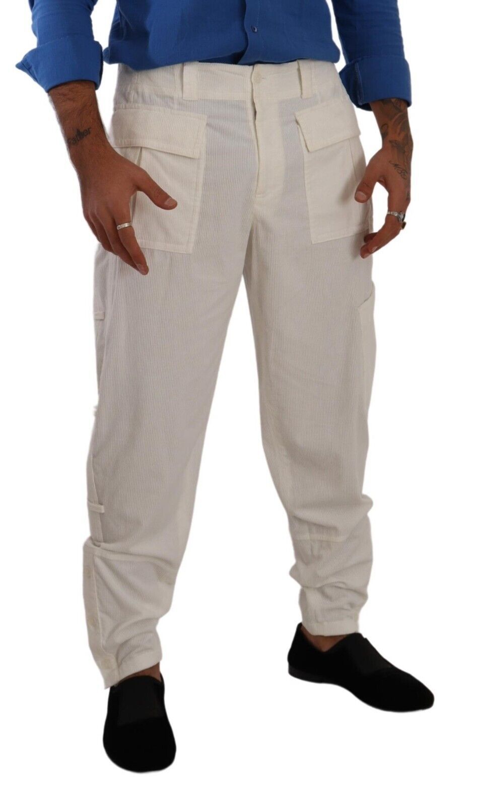 Dolce &amp; Gabbana Elegant Off White Cargo Pants - Normaali istuvuus