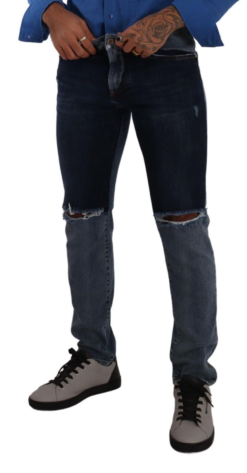 Dolce &amp; Gabbana Chic Slim Fit Ripped Denim