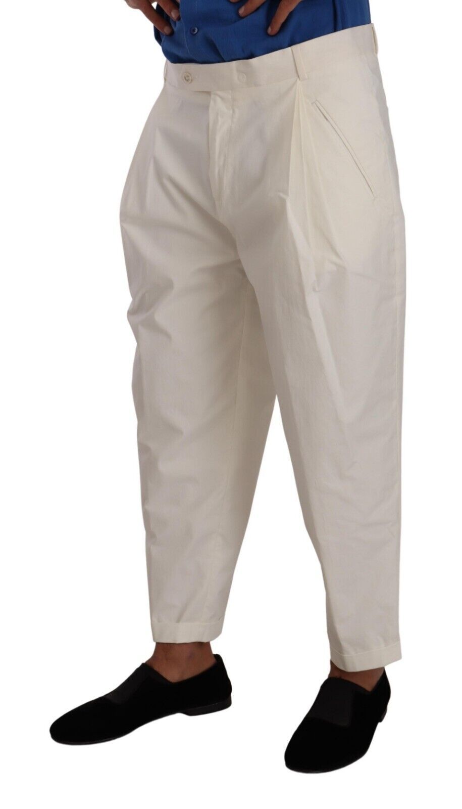 Dolce &amp; Gabbana Elegant White Cotton Stretch Dress Pants