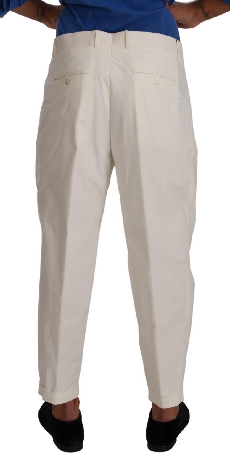 Dolce &amp; Gabbana Elegant White Cotton Stretch Dress Pants