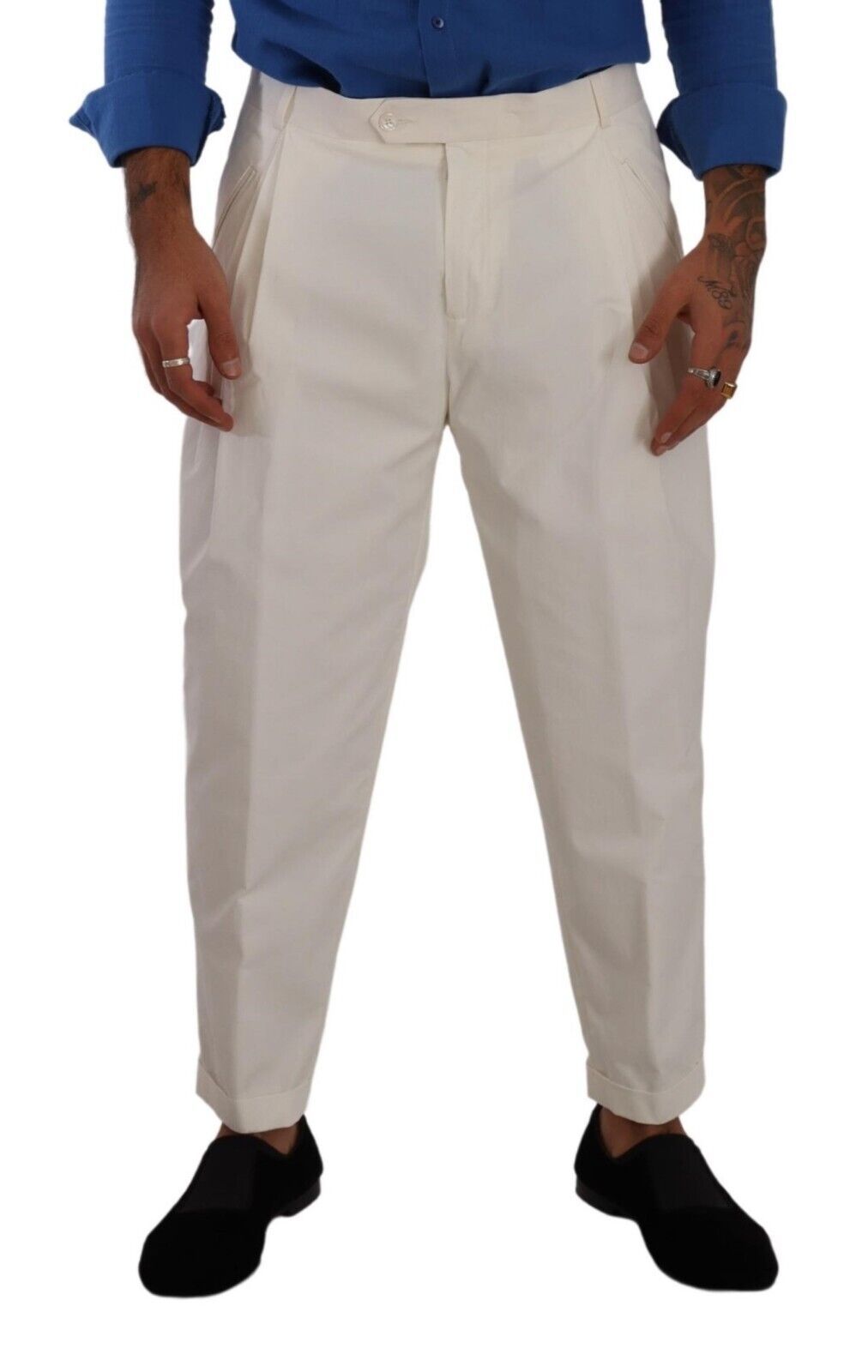 Dolce &amp; Gabbana Elegant White Cotton Stretch Dress Pants