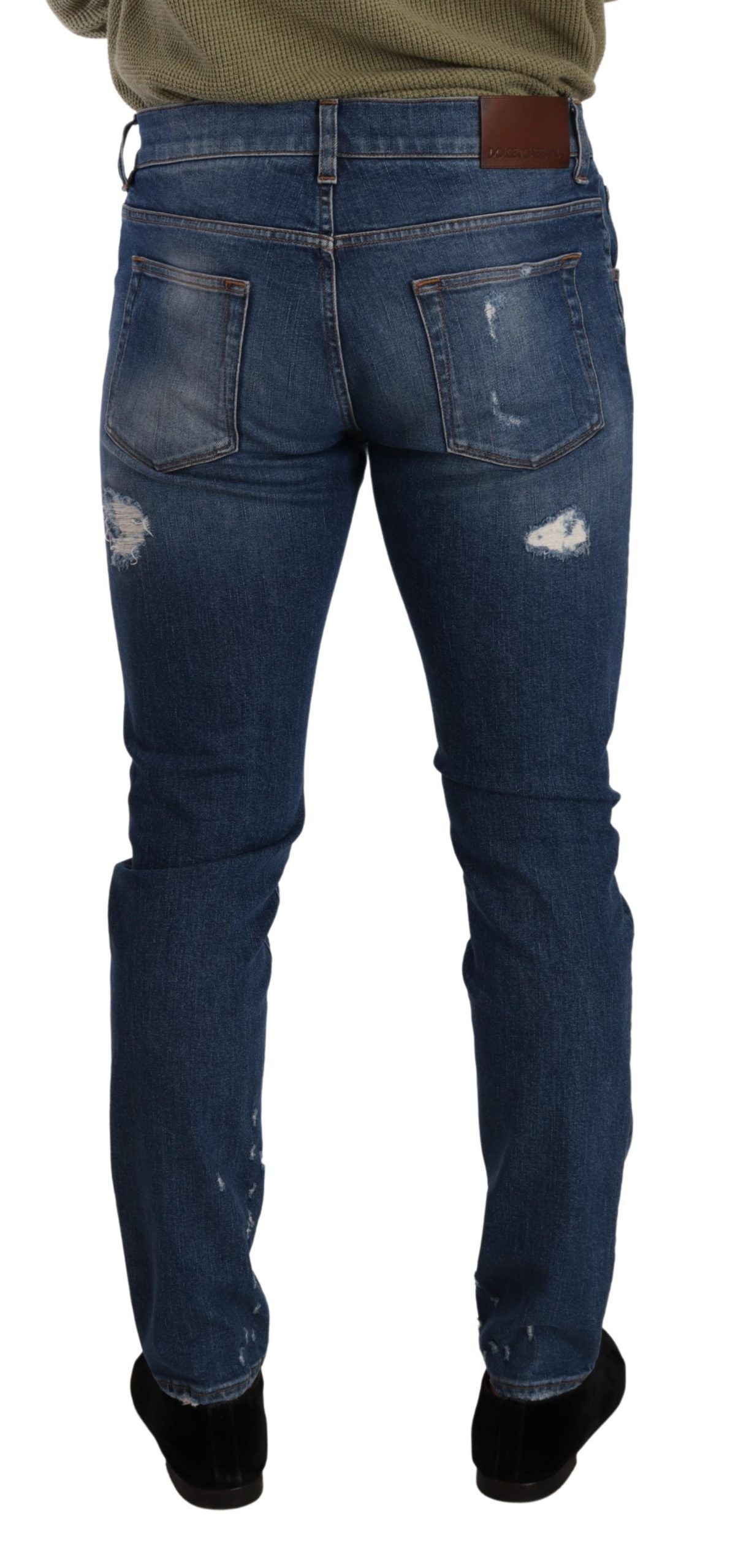 Dolce &amp; Gabbana Elegant Distressed Slim Fit Denim Jeans