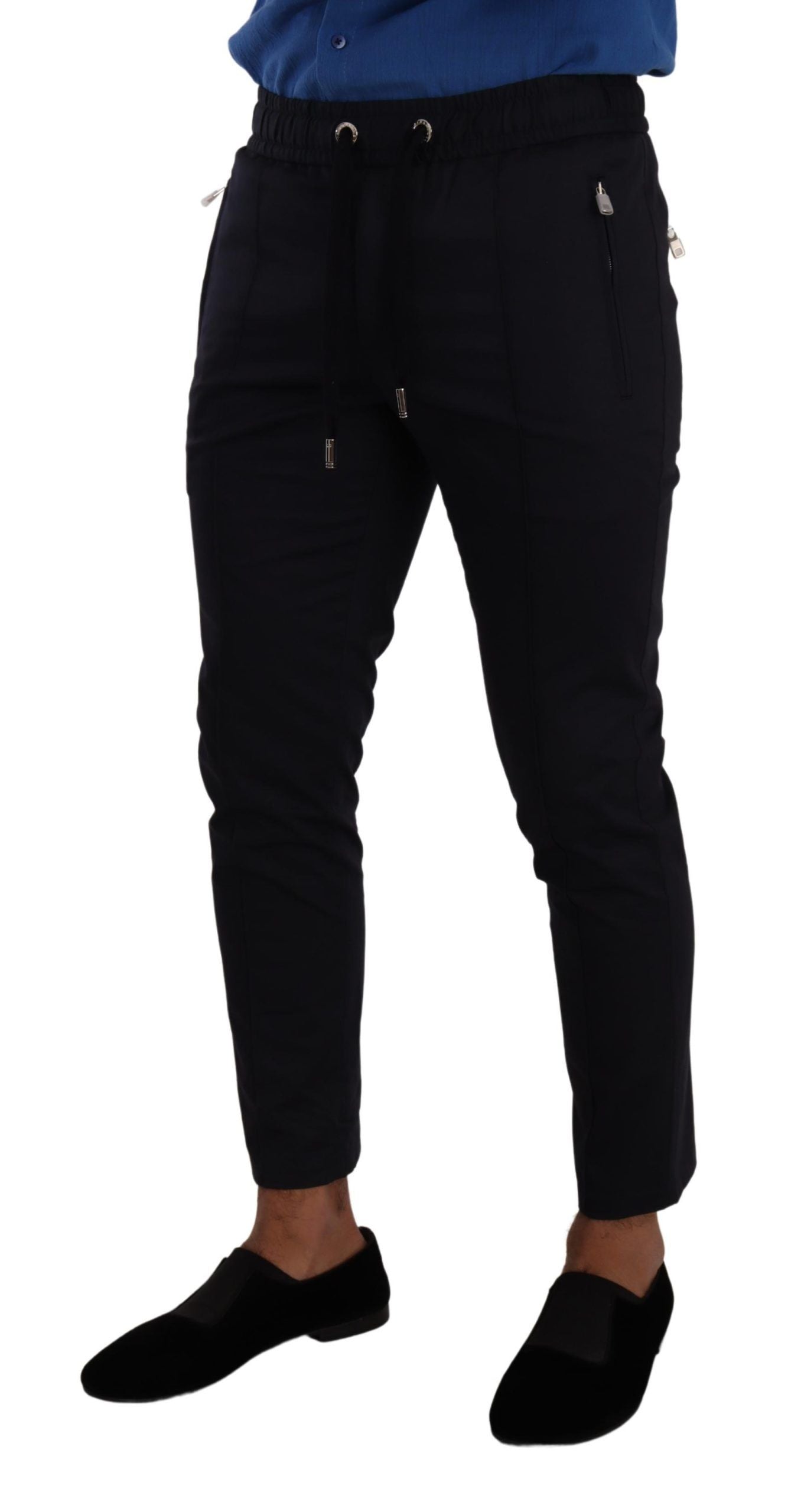 Dolce &amp; Gabbana Elegant dark blue skinny jogging pants