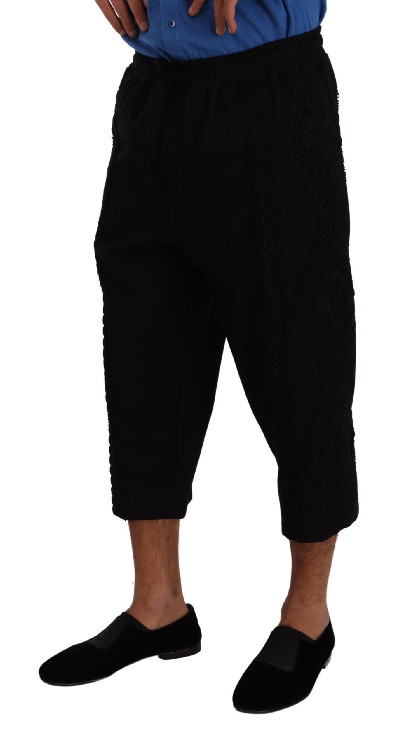 Dolce &amp; Gabbana Elegant Black Cotton Blend Cropped Pants