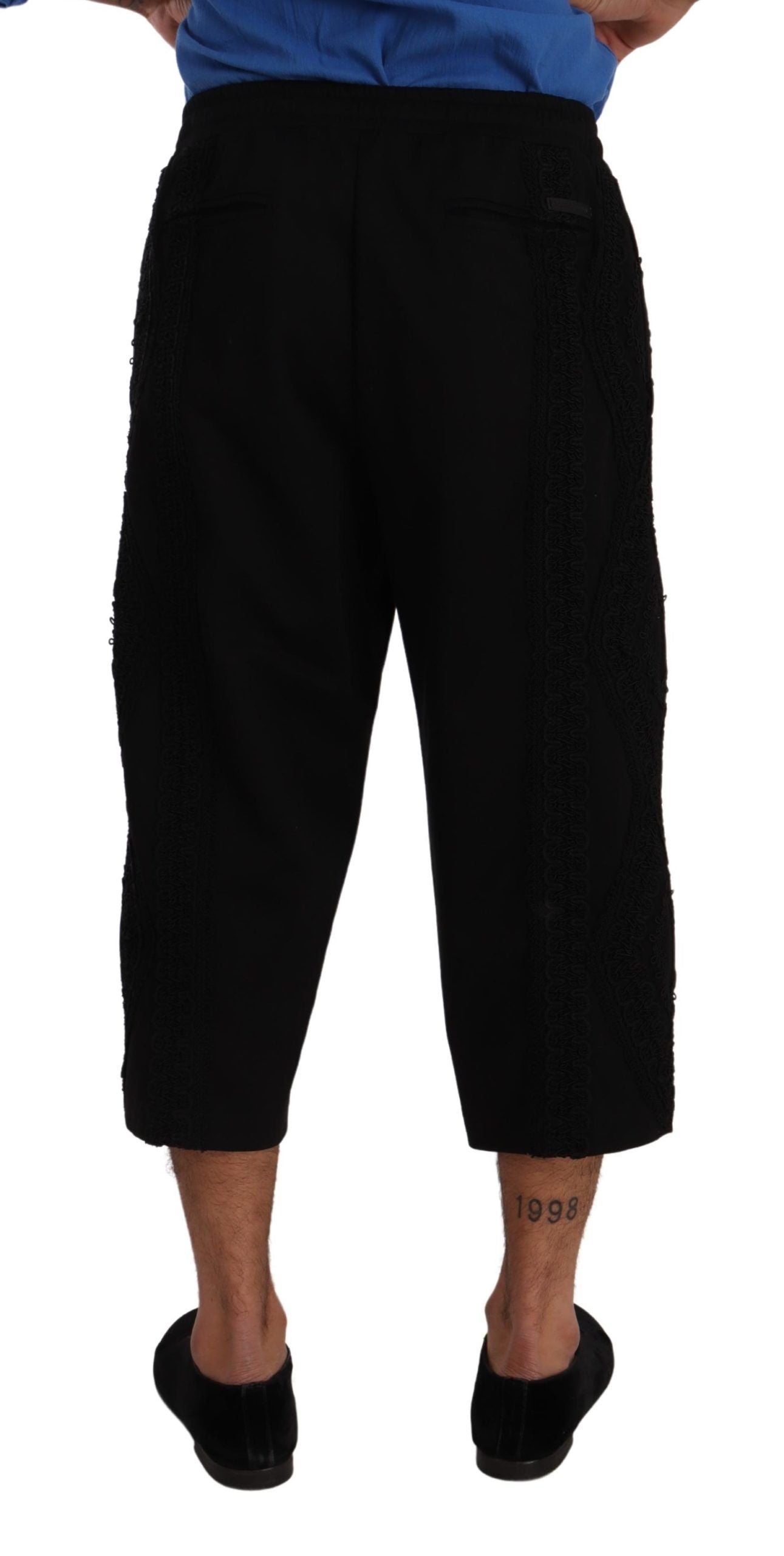 Dolce &amp; Gabbana Elegant Black Cotton Blend Cropped Pants