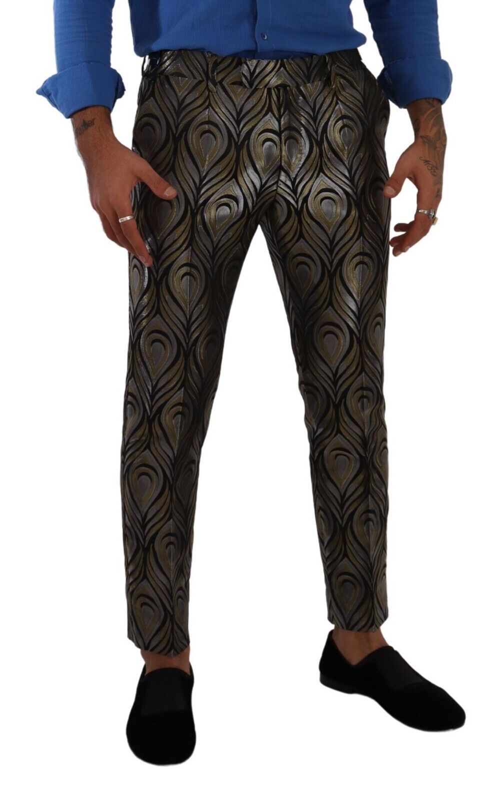 Dolce &amp; Gabbana Elegant Slim Fit Metallic Dress Pants