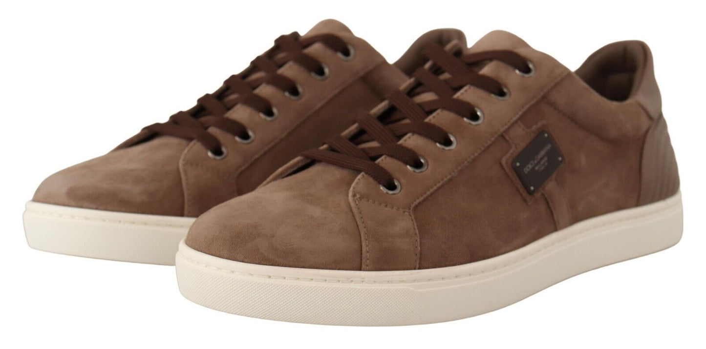 Dolce &amp; Gabbana Elegant Brown Leather Sneakers for Men