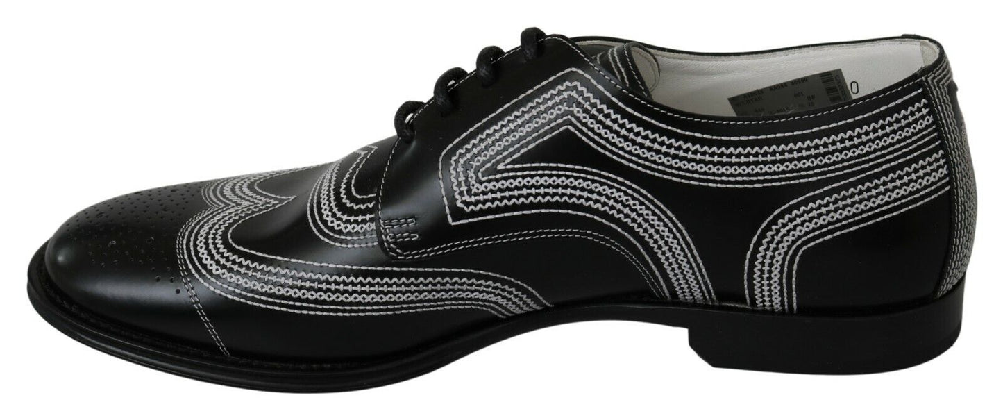 Dolce &amp; Gabbana Elegant Derby Shoes in Black and White