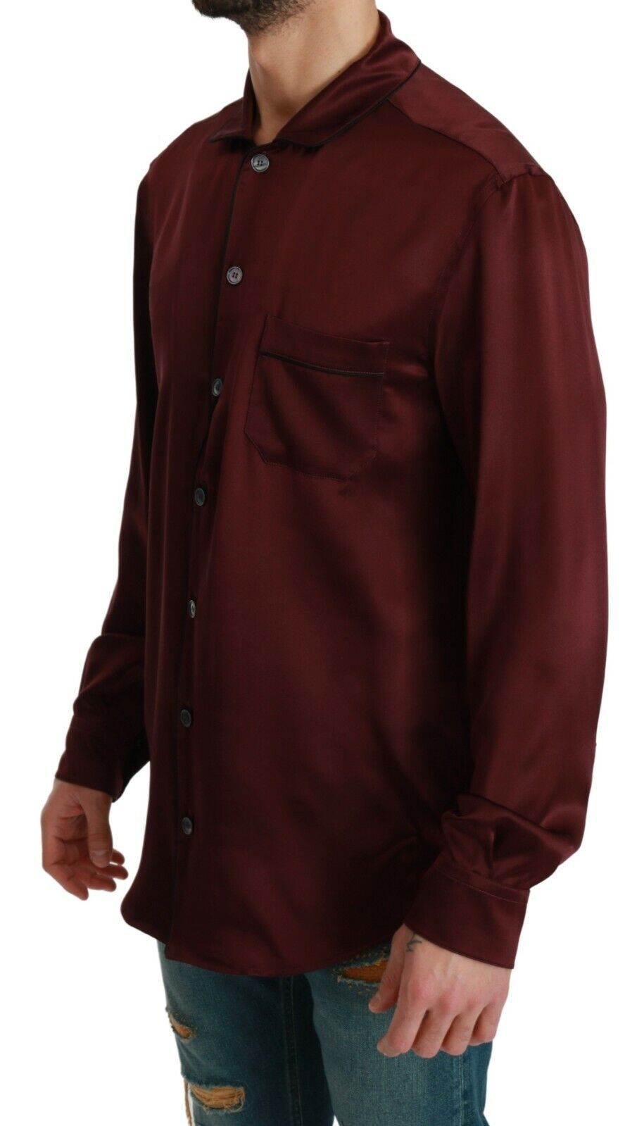 Dolce &amp; Gabbana Bordeaux silk shirt with pajama inspiration