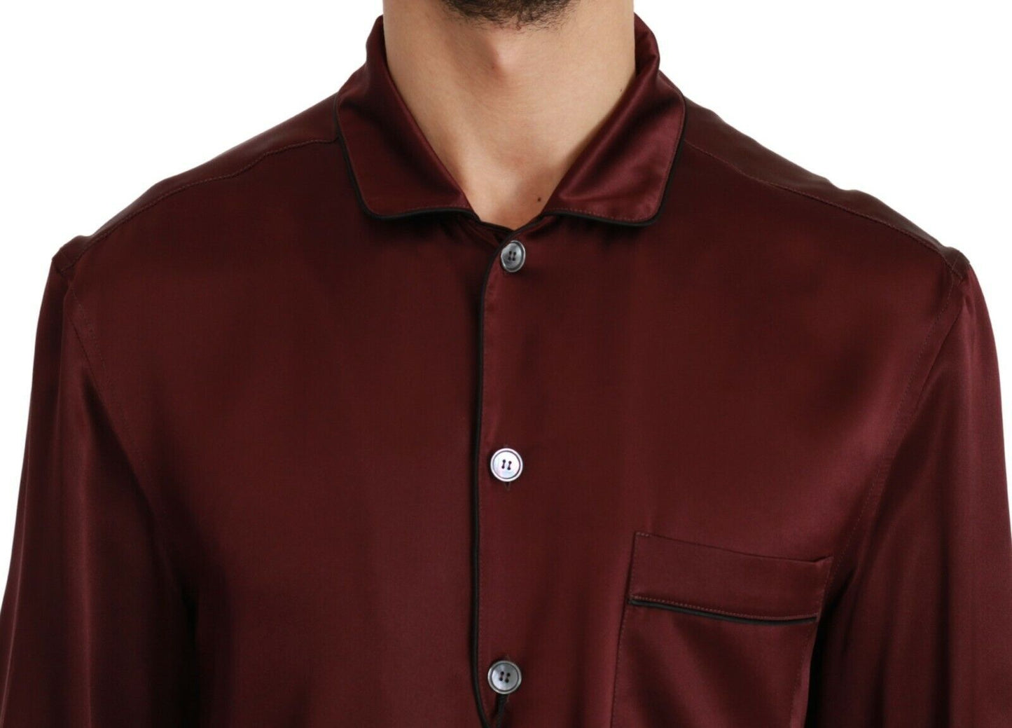 Dolce &amp; Gabbana Bordeaux silk shirt with pajama inspiration