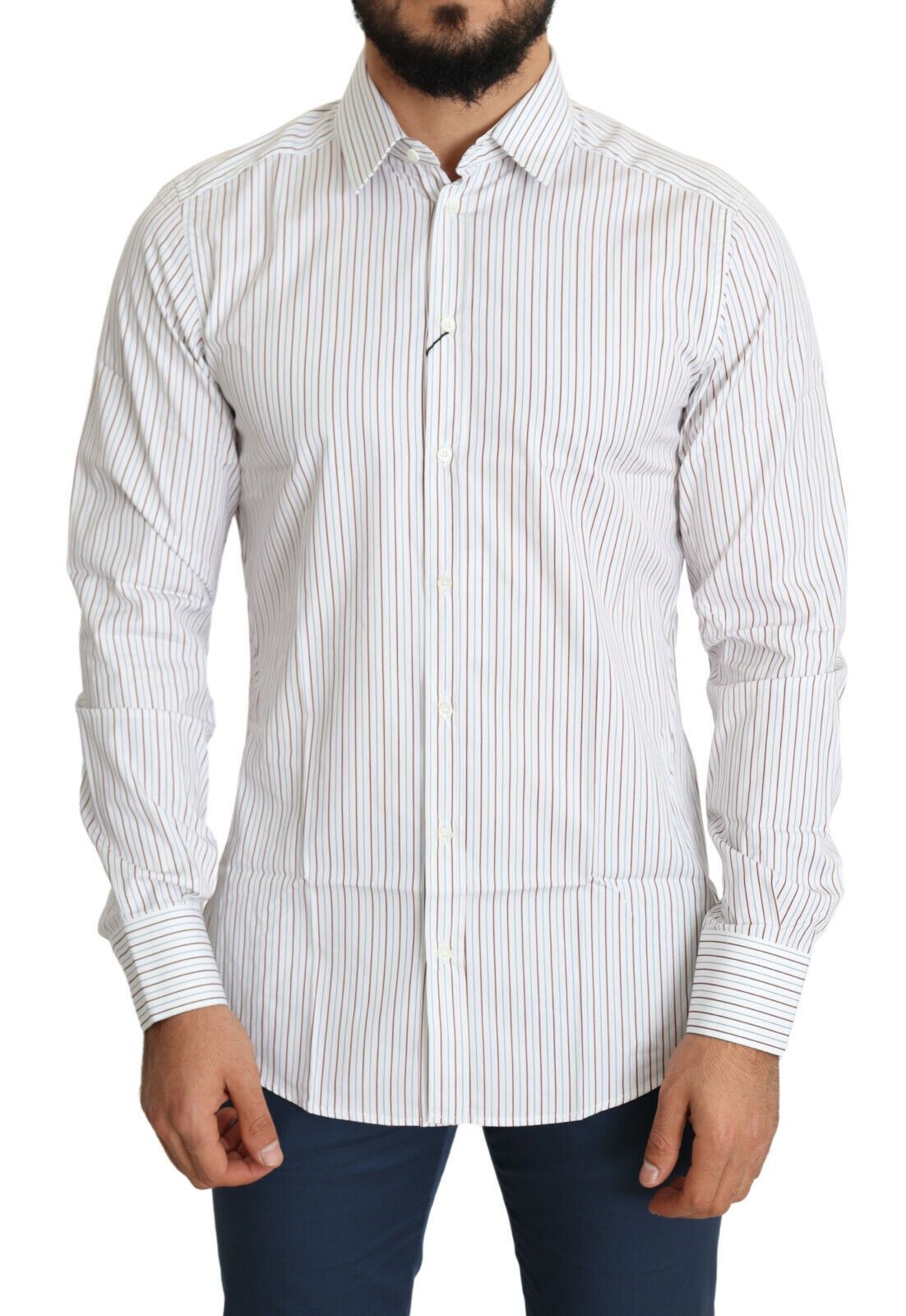 Dolce &amp; Gabbana Elegant white striped cotton shirt