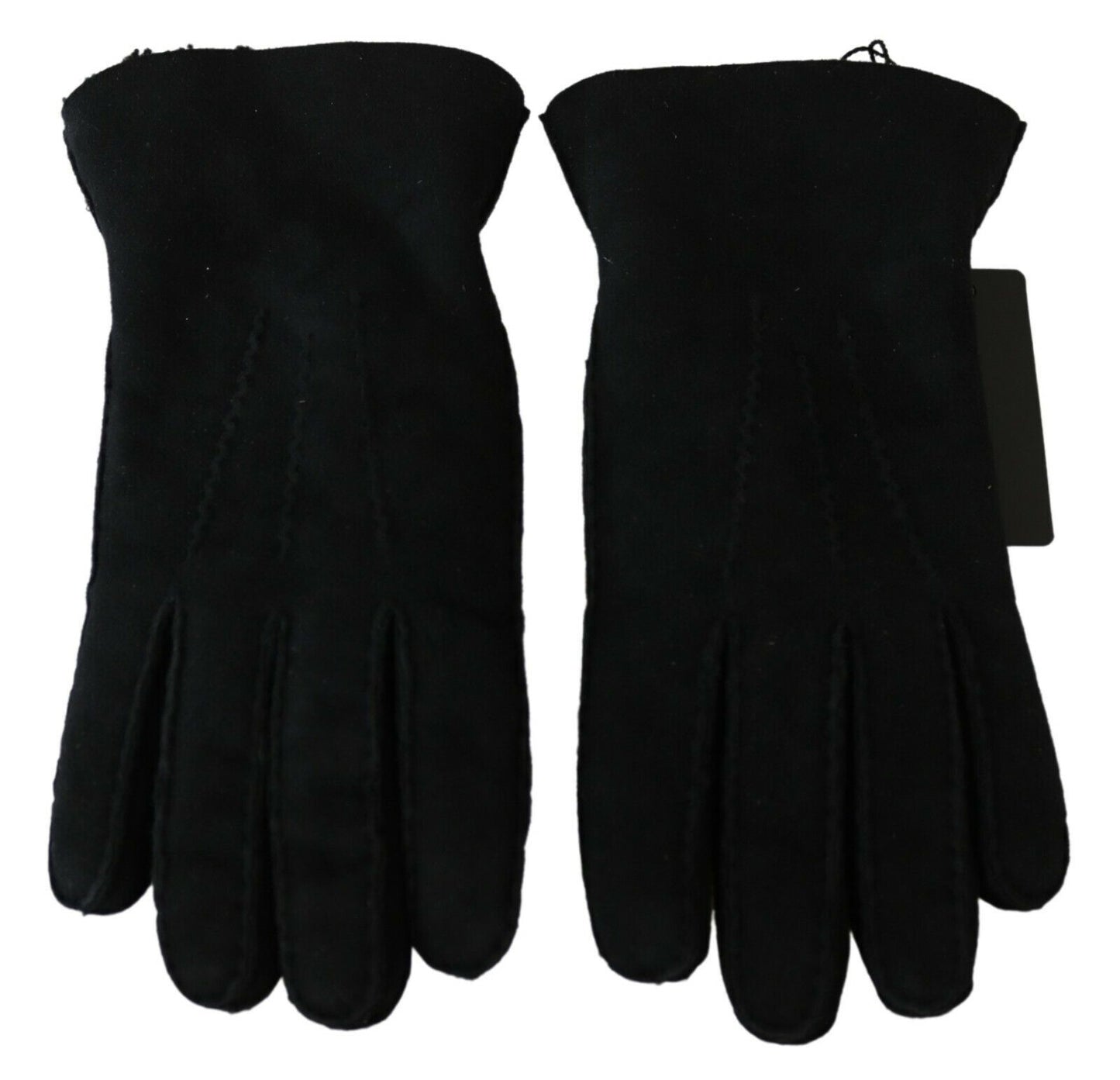 Dolce &amp; Gabbana Elegant Black Leather Biker Gloves -hanskat