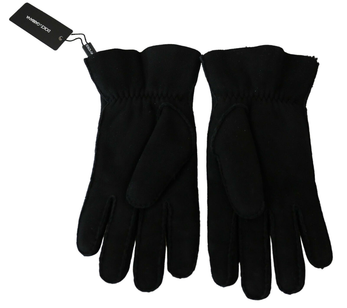 Dolce &amp; Gabbana Elegant Black Leather Biker Gloves -hanskat